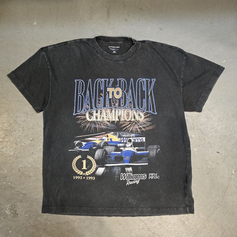 Abercrombie Fitch Shirt 2XL Men Black Williams Racing Pullover Graphic Tee